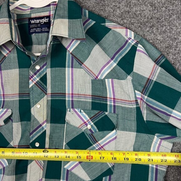 Wrangler Cut Regular Fit X-Long Tails Mens 16x34 Pearl Snap Western Shirt - Picture 8 of 8